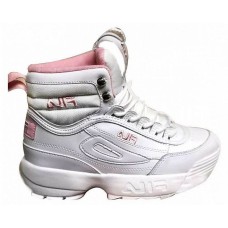 Кроссовки FILA DISRUPTOR 2 HIGH бело-розовые с мехом